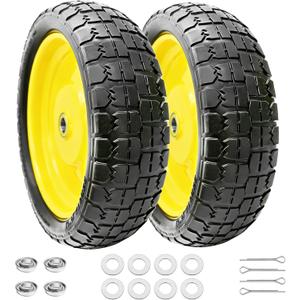 13 Inch 4.00-6 Flat Free Tire and Wheel Replacement for Gorilla Cart with 3/4" & extra 5/8" Bearings, 4.00-6 Wheelbarrow Tire, 13" Garden Cart Wheels, Trailer Turf Tire, 2 Pack