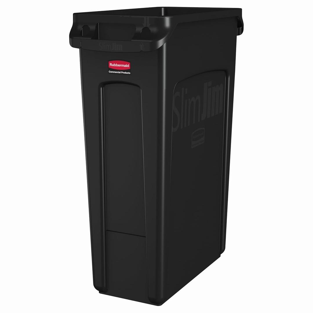 Rubbermaid Commercial Products Slim Jim Trash Can, Black, 23-Gallon
