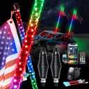Whip Lights Uemicip 2PCS 2FT Spiral RGB LED Whip Light for UTV, with Spring Base App & RF Wireless Remote Control, Chasing Lighted Antenna Whips for UTV ATV RZR SXS Can-Am Polaris Offroad Truck