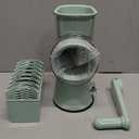 Xilrvna RotaryCheeseGrater,VegetableShredder 5 in 1 Cheese GraterwithHandleedderReinforcedSuction,EasytoClean,KitchenChopperforCrushedIce,Fruits and Nuts with Blade StorageCaselight green