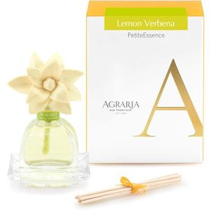 AGRARIA Lemon Verbena Scented PetiteEssence Diffuser, 1.7 Ounces with Reeds and a Flower