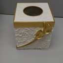 Square Tissue Box Cover Decorative Kleenex Box Holder for Bathroom & Living Room with Handcrafted Texture (colla Gold)