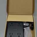 TESSAN Surge Protector Power Strip, 10 Ft Flat Plug Extension Cord with 3 USB (1 USB C) 8 Outlets, 1250W, 900J Protection, 3 Sided Outlet Extender with Power Switch for Office, Dorm Room, Black