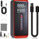 Yeaban Tire Inflator Portable Air Compressor (150 PSI) | 35 LPM Fast Air Pump – Smart Tire Pump for Car, Motorcycle, Bike – Car Accessories with Functions (Lighting, Power Bank) - Red