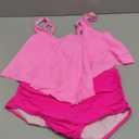 Edelqual Tankini Swimsuits for Women High Waisted Bikini Sets Plus Size Two Piece Bathing Suits Tummy Control Swimwear (Medium, Rose Red Patchwork)