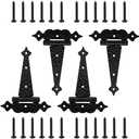 WellMade T-Strap Gate Hinges Heavy Duty,Decorative Hammered T Hinges, Outdoor Hinges for Wood gate,6 Inch Tee Hinges for for Wood Shed Door Hardware Barn Door/Wooden Fences (Black,4 Pack)