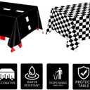 Oigco 4 Pack Racing Car Tablecloth - Race Car Birthday Party Decorations Racetrack Rectangular Tablecloth - Checkered Table Cover for Two Fast Birthday Decor, 54 x 108 Inch