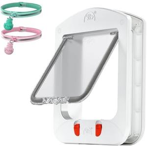 HIDROSIL Cat Door with Magnetic Keys, Suitable Interior/Exterior Door with 2 Sensor Keys, 4 Locking Ways, Frame Size 11.5 x 9 x 1.5inch, White