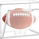 Football Display Case, Acrylic Football Display Case, Football Holder Case with UV Protection, Professional Grade Stackable Football Display Box Full Size (1PC Football Display Case)