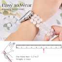 MOFREE Beaded Bracelet Compatible for Apple Watch Band 38mm 40mm 41mm Women, Fashion Handmade Crystal Beads Elastic Stretchy Charms Strap for iWatch Band Series SE 9 8 7 6 5 4 3 2 1 (White)