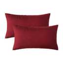 Woaboy Set of 2 Burgundy Throw Pillow Covers Decorative Farmhouse Linen Pillowcase Solid Waterproof Cushion Cases for Outdoor Bedroom Living Room Sofa Chairs 12x20 inch