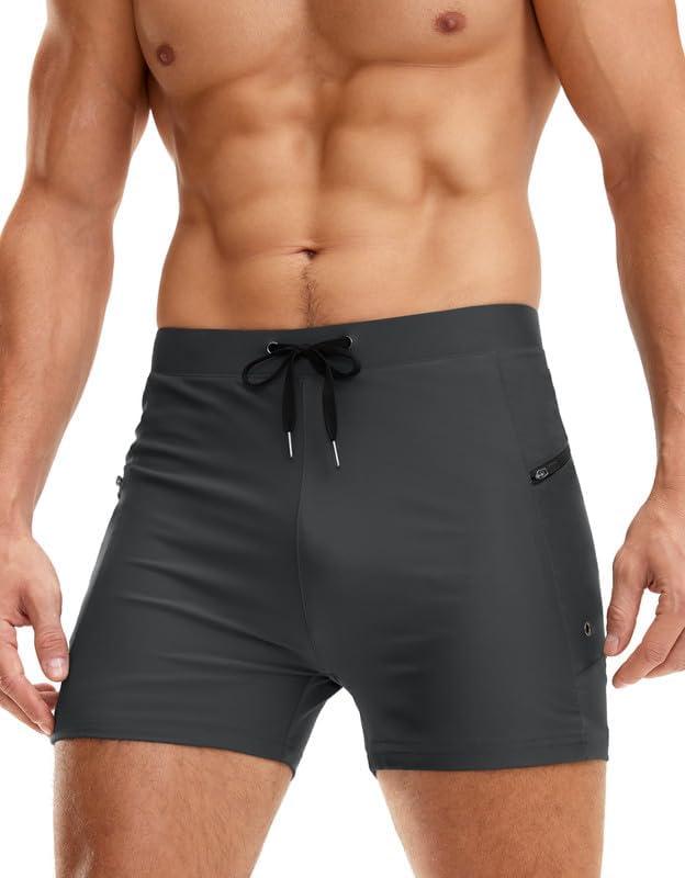 G Gradual Men's Swimsuit Trunks with Zipper Pockets Quick Dry Swimwear Bathing Suit Swim Briefs Board Shorts for Men (Medium)