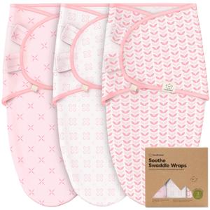 3-Pack Organic Baby Swaddle Sleep Sacks - Swaddles for Newborns, Infant 0-3 Months, Baby Girls, Boys, Soft & Snug Newborn Sleep Sack, Nursery Swaddling Blankets (Blossom) (One Size)