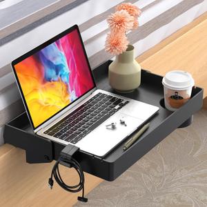 SPACELEAD Bedside Shelf for Dorm Room Essentials - Clip On Nightstand Snack Organizer, Floating Bed Side Table Tray (Black, Plastic)