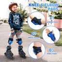 2PM SPORTS Knee Pads for Kids, Wrist Guards Knee and Elbow Pads Set with Drawstring Bag, Protective Gear Set for Girls Boys Roller Skating Cycling Skateboard