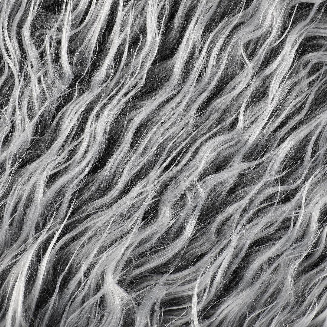Tatuo Faux Fur Fabric Christmas Fluffy Fuzzy Craft Fake Fur Cuts Shaggy Synthetic Plush Patch Sewing DIY Winter Halloween Costume Gnome Beard Miniature Dolls Rugs Mats Gift(White Gray,60 x 18 Inch)