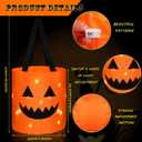 Sadnyy 3 Pcs Halloween Trick or Treat Bags Light up for Kids Pumpkin Candy Bucket LED Halloween Treating Baskets Reusable Goody Tote Bag for Party Favor Supplies(Orange)