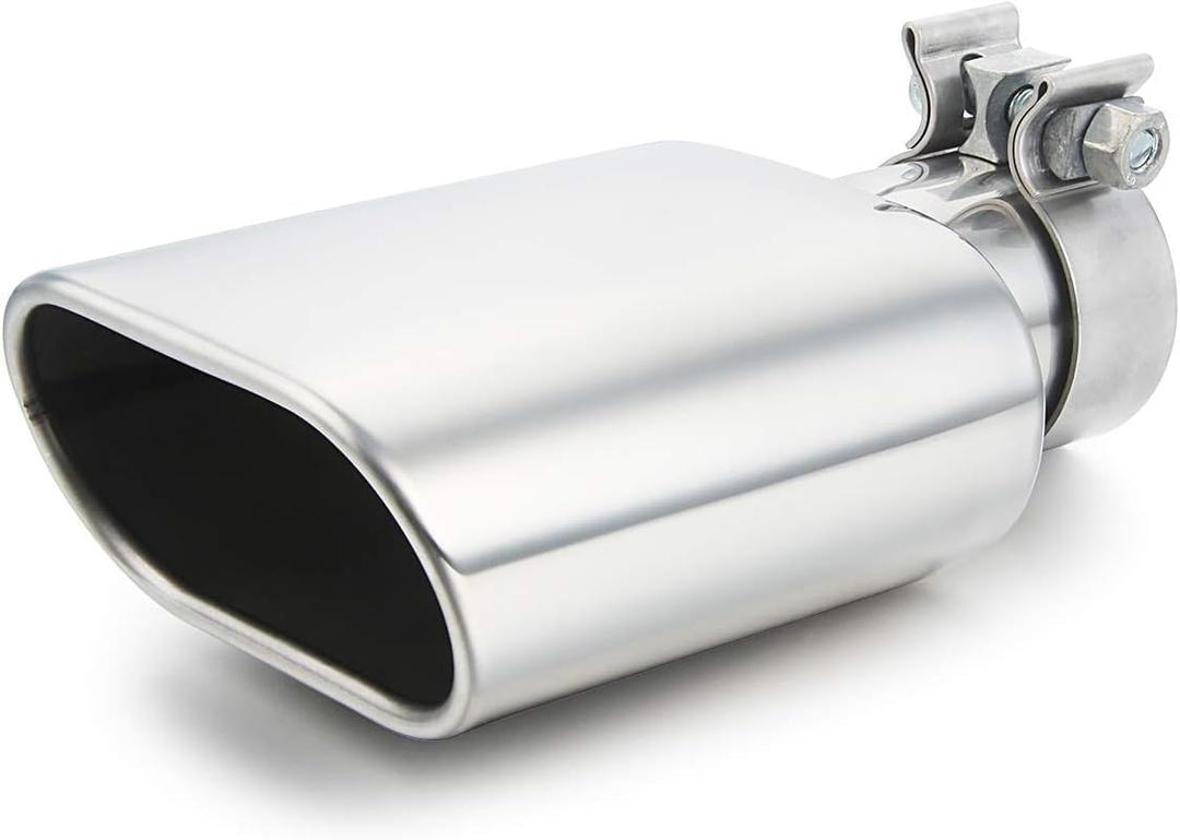 A-KARCK Square Exhaust Tip 3" Inlet, Coating Rectangle Exhaust Tailpipe Tip 3" x 5.5" Outlet 9.5" Long, Clamp on Designsilver