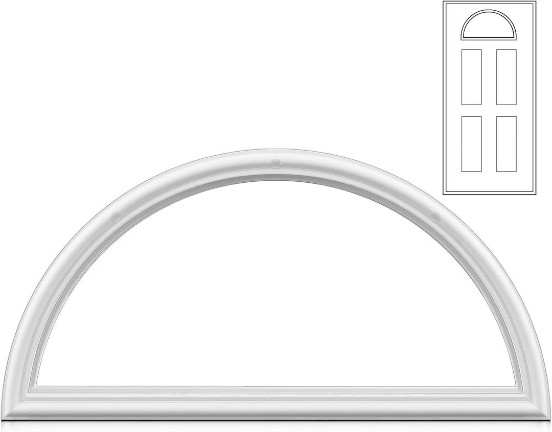 DoubleFill 1 Pcs 22 x 10 Inch Entry Door Frame Half Round Top Exterior Door Only Replacement Kit for 1" Glass (Glass Not Included), 1 Lite Exterior Front Doors Window Frame Replacement (Round Top)