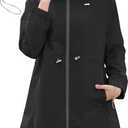 Zando Waterproof Rain Jacket Women Lightweight Raincoat for Women Packable Hooded Windbreaker for Outdoor Travel Hiking (Medium, Black)