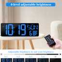 Large Digital Wall Clock with Remote Control 17.2" LED Large Display Timer with Temperature Date Week Auto DST Adjustable Brightness, Big Wall Alarm Clock for Living Room Office Garage Gym Seniors