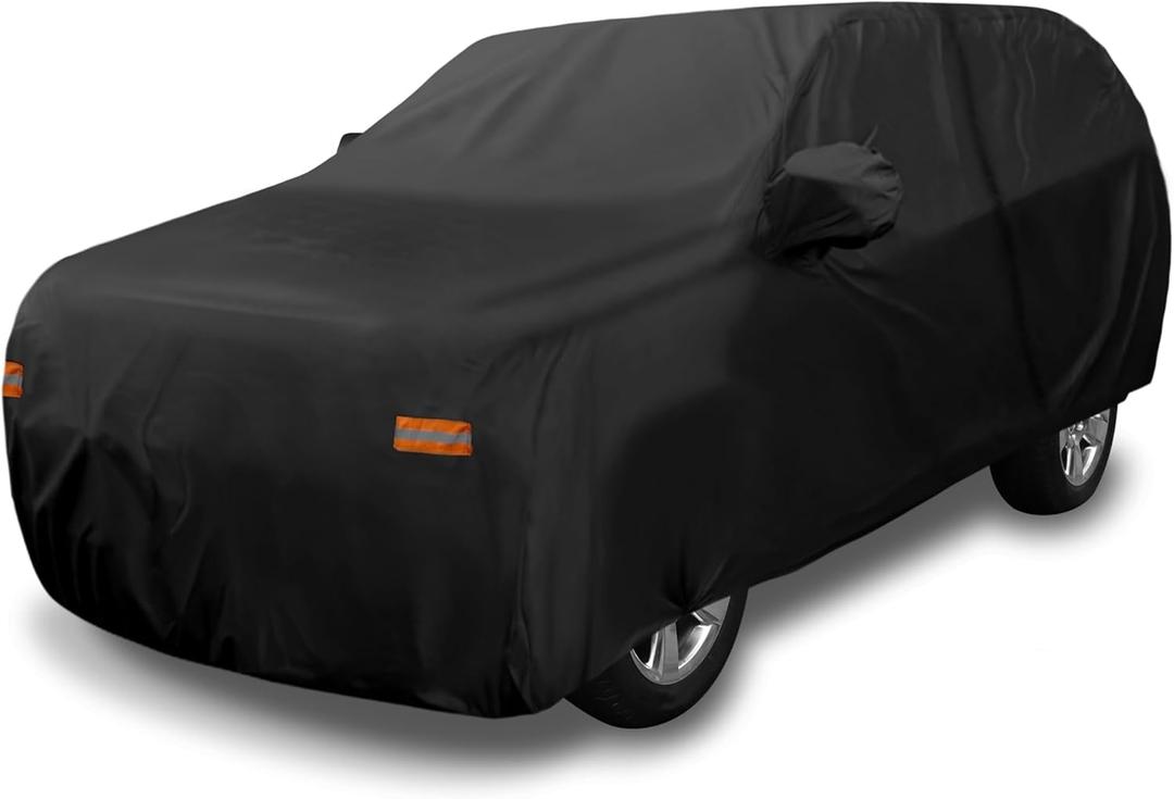 X AUTOHAUX SUV Car Cover for Chevrolet Tahoe 4 Door 2007-2024 Outdoor Waterproof Sun Rain Dust Wind Snow Protection 190T PU W/Driver Door Zipper Black