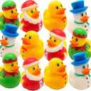 ArtCreativity 12 Pack Christmas Rubber Ducks for Kids, Holiday-Themed Rubber Ducks for Bath or Pool, Fun Christmas Duckies Party Favors, Bulk Xmas Ducks for Cruise Ship & Events