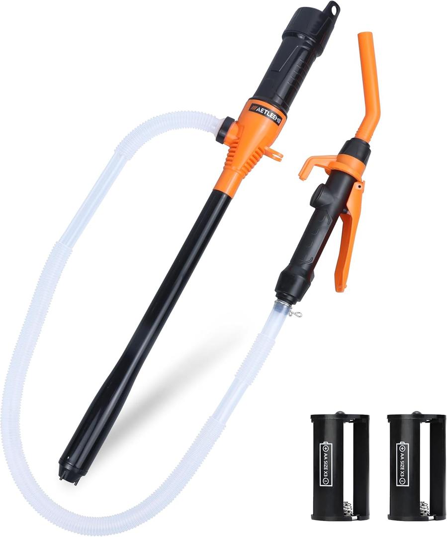 Portable Power Battery Pump, Battery Powered Electric Siphon Pump for Gasoline, Fuel Oil and Diesel, Siphon Liquid Extractor, 2.2 GPM, Hand Fuel Pumps, Orange