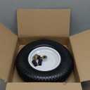 4.80/4.00-8" Wheelbarrow Tire, 16" Flat-Free Solid Tire and Wheel, 3-6" Centered Hub, 5/8" & 3/4" Bearing, For Broadcast Spreader Garden Wagon Cart Trolley Dolly Lawn Mover (1 Pack)