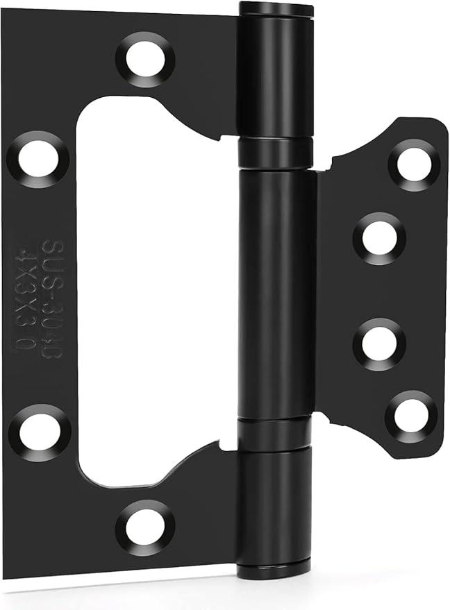 Golden warm 6 Pack Non Mortise Hinges for Interior Doors 4 inch x 3 inch Heavy-Duty Black Gate Hinges 3mm Thickness - Stainless Steel Door Hardware with Matte Black Coating