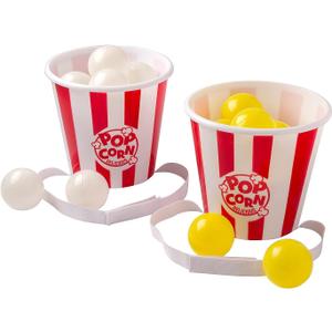 Fun Express Popcorn Bucket Ball Toss Game - 14 Total Pieces - Party Games for Kids