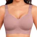 Xcutting Women Wirefree Bras for Women Full Coverage No Underwire Everyday Bras Comfortable Wireless Padded Bras Size 3XL, Mauve