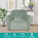 Turquoize Stretch Velvet Chair Cover Sofa Chair Covers for Living Room Armchair Cover Chair Slip Covers with Arms Chair Slipcovers with Elastic Bottom Crafted from Velvet Fabric (Chair, Sea Grass)