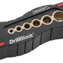 Milescraft 1312 Drill Block - Handheld Drilling Guide, Drilling Jig with Drill Guides for 6 of the Most Common Imperial Drill Bit Sizes, Precision Drilling Tool Accessory