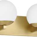 Gold Bathroom Vanity Light Fixtures, 2-Light Globe Bathroom Lighting Fixtures Over Mirror, Modern Wall Lights for Living Room, Long Backplate, Standard E26 Base, Aged Brass