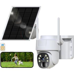 4G LTE Cellular Security Camera, Wireless Solar Powered No WiFi Needed Outdoor Camera Built-in SIM Card,Pan Tilt, 2K HD Night Vision,2-Way Talk,Motion Detection, Remote Access