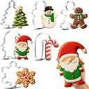 Teenyyou 6 Pcs Large Christmas Cookie Cutters 8" Holiday Cookie Cutter Stainless Steel Metal Christmas Baking Molds, Xmas Tree, Snowman, Gingerbread Men, Gnome, Candy Cane, Snowflake