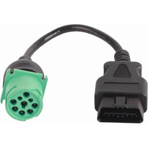 9 Pin to 16 Pin Cable Adapter, Round OBD2 Interface 9 Pin to 16 Pin Truck Diagnostic Scanner Cable Adapter Diagnostic Scan Tool Replacement Truck Diagnostic Cable Fit for Cummins Engine