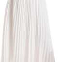 TEERFU Womens Elastic High Waist Long Pleated Skirt Tiered Boho Swing A line Beach Maxi Skirt (Medium, White)