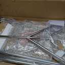 JIEJIERUI Heavy Duty Clothes Rack for Hanging Clothes, Double Rods Clothing Rack with Lockable Wheels, Rolling Garment Racks with Shelf, Easy to Assemble, Silver