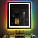 LOAAO 24X30 RGB LED Bathroom Mirror with Lights, Large, Anti-Fog, Dimmable Smart Lighted Bathroom Vanity Mirror, Multiple Light Modes, RGB Backlit + Front Light, Memory Function, Tempered Glass