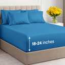 Extra Deep Cal King Sheet Set - 6 Piece Breathable & Cooling Sheets - Hotel Luxury Bedding Set w/18-24 Inch Extra Deep Pockets - Easy Fit - Super Soft, Wrinkle Free & Comfy - Denim Blue, Cal King Size