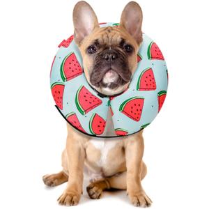 MIDOG Inflatable Dog Cone Alternative for After Surgery - Soft Protective Donut Collar Prevents Licking, Comfortable Recovery E-Collar Alternative for Small Medium Large Dogs (Watermelon,M)