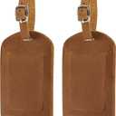 Ringsun Genuine Leather Luggage Tag for Suitcases ID Tags Bag Tags for Luggage (2 Pack)