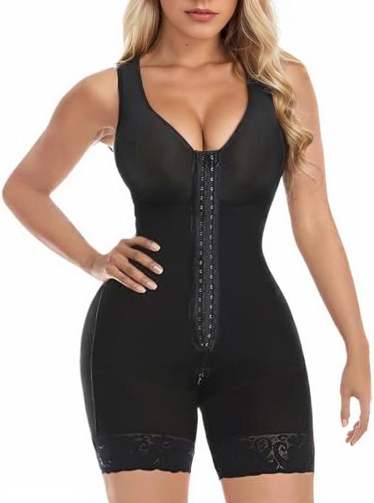 Fajas Colombianas Shapewear for Women Tummy Control Post Surgery Full Body Shaper Butt Lifter with Zipper Crotch (XX-Large, Black)