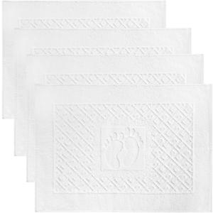 100% Turkish Cotton Bathroom Floor Towel, 4 Pack, Soft Bath Mat Towel, Quick-Drying, Machine Washable, Absorbent, Hotel & Spa Quality, 20x27.5 (4, White)