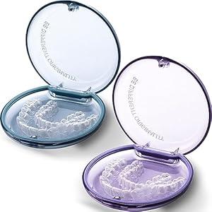 Retainer Case, 2 Pack Orthodontic Mouth Guard Case with Magnetic Closure Hinged Lid, Portable Slim Night Guard Case, Easy to Clean Aligner Case for Girl, Boy, Women, Men, Adult, Teenage