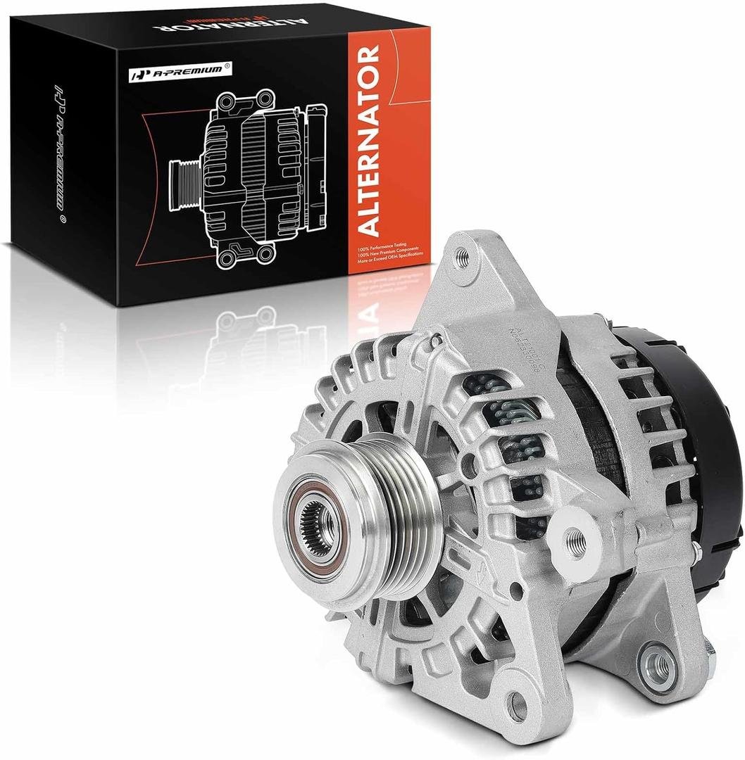 A-Premium Alternator Compatible with Hyundai Elantra 2017-2020, Kona 2018-2021 & Kia Soul 2020-2021, Seltos 2021, 2.0L, 12V 150A 6-Groove Clutch Pulley Clockwise, Replace# 2627727, 373002E821