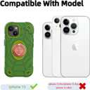 KCJ Compatible with iPhone 15 Case with[2Screen Protectors+1xLens Protector][Ring Stand] Soft Silicone+Hard PC Full Body Protection Phone Shell Durable Rugged Case for iPhone 15 6.1" Avocado