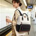 LOVEVOOK Lunch Backpack for Women, 15.6 Inch Laptop Backpack with Insulated Lunch Compartment, Built-in Cooler Work Bag, Wide Open Computer Backpack with Tumbler Holder, Water-Resistant Nurse Teacher